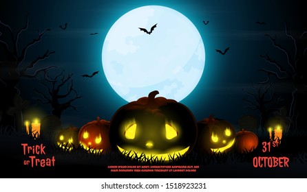 night halloween forest flyer vector