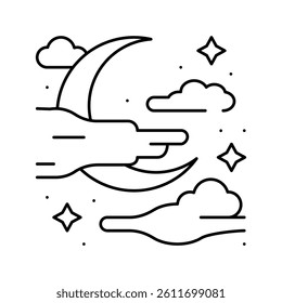 night halloween line icon vector. night halloween sign. isolated contour symbol black illustration
