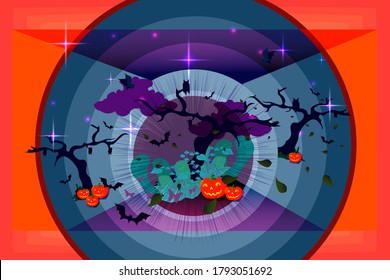 Night halloween  pumkin horror background