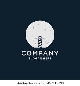 Night harbour logo vector illustration