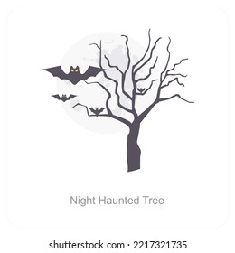 Night Haunted Tree icon concept