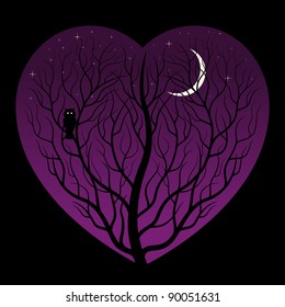 Night in heart. Vector illustration.