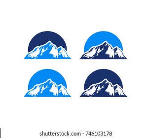 Night High Mountain Peak Silhouette Logo