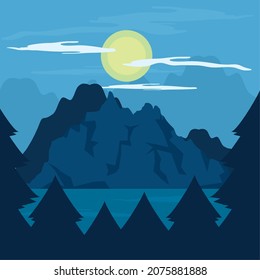 night hills forest landscape design