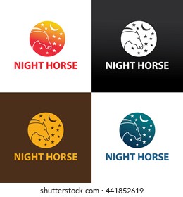 Night Horse Logo design template ,Vector illustration