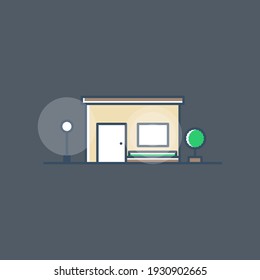 Night house building vector illustration