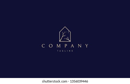 Night house gold vector logo