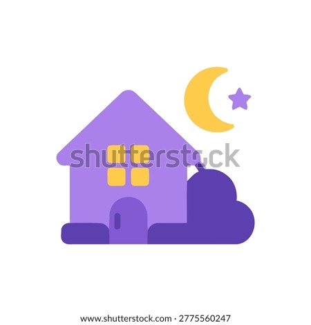 Night House Icon Containing house at night, moon home, cozy living, and residence icon. Solid icon
