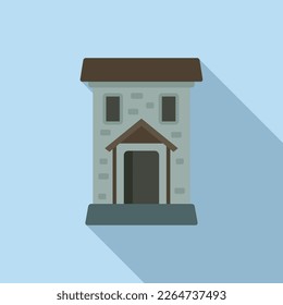 Vector plano de icono de la casa nocturna. Espíritu asustado. Miedo espeluznante