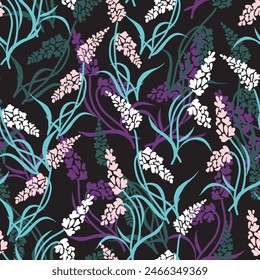 Night Hyacinth Waves Abstract Nature Pattern can be use for background and apparel design