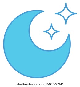 Night icon blue lineal vector illustration