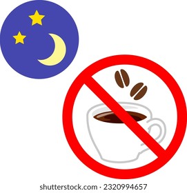 Night icon and caffeine ban mark