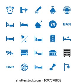 Night icon. collection of 25 night filled icons such as bed, jetway, observatory, nightstand, bar, falling star, disco ball. editable night icons for web and mobile.