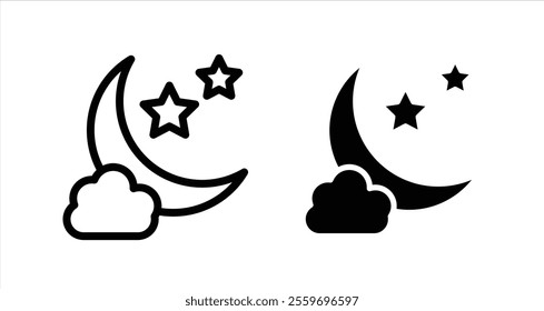 Night Icon collection in filled and stroke style.