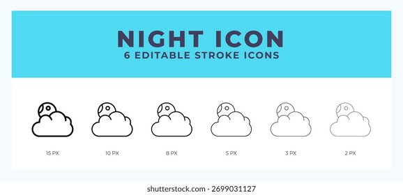 Nachtsymbol mit anderem Strich. Bearbeitbarer Strich. Vektorgrafik.