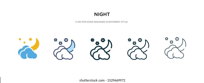night icon in different style vector illustration. two colored and black night vector icons designed in filled, outline, line and stroke style can be used for web, mobile, ui