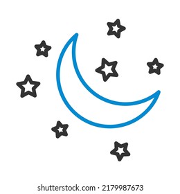 Nachtsymbol. Bearbeitbare, fette Rahmenlinie mit Farbfülldesign. Vektorgrafik.