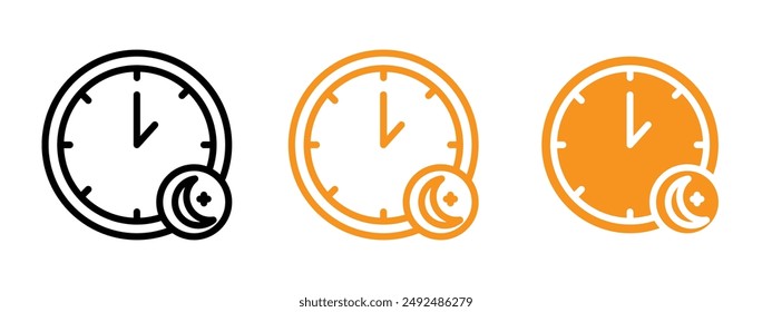 night icon flat editable icon mark set.