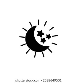 Night icon flat line symbol set.