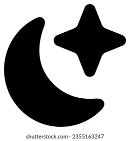night icon with glyph style and 64 px base. Suitable for website design, logo, app, ui and etc.