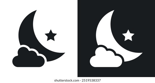 Night icon icons in black and white filled style