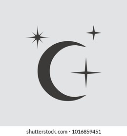 Night icon isolated of flat style. Vector illustration.