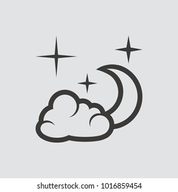 Night icon isolated of flat style. Vector illustration.