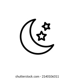 Night Icon. Line Art Style Design Isolated On White Background