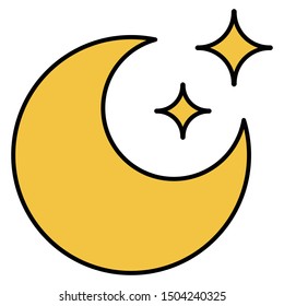 Night icon lineal color vector illustration
