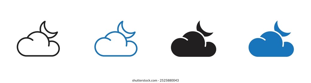 Conjunto de gráficos lineales de iconos nocturnos Vector en negro