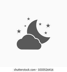 night icon, moon cloud and star vector