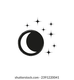 Night icon. Moon and star icon. Vector illustration. EPS 10.