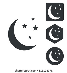 Night icon set, monochrome, isolated on white