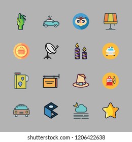 night icon set. vector set about taxi, zombie, witch and owl icons set.