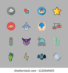 night icon set. vector set about lizard, planet earth, moon and taxi icons set.