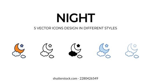 Night icon. Suitable for Web Page, Mobile App, UI, UX and GUI design.