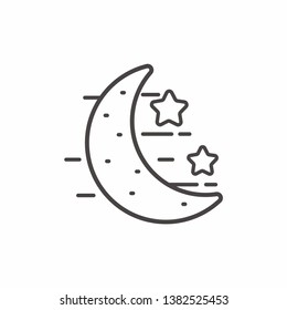 Night icon thin line design. Night illustration with moon and star vector