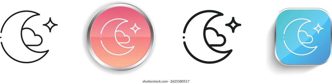 night icon. Thin Linear, Regular and Button Style Design Isolated On White Background