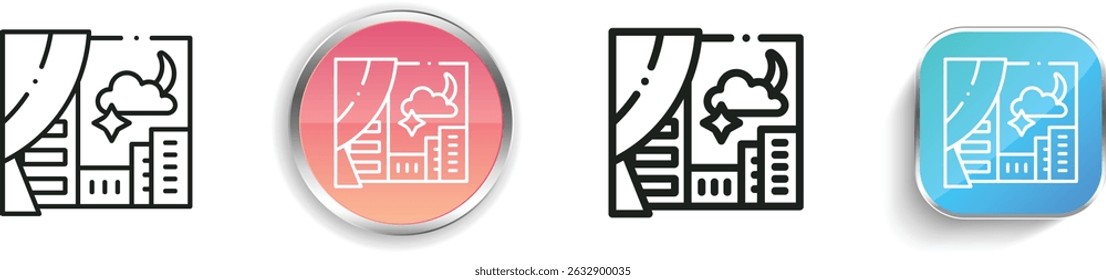 night icon. Thin Linear, Regular and Button Style Design Isolated On White Background