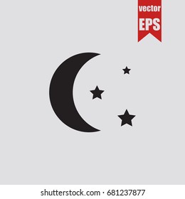 Night icon in trendy isolated on grey background.Vector illustration.