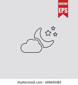 Night icon in trendy isolated on grey background.Vector illustration.