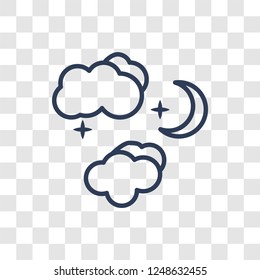 Night icon. Trendy linear Night logo concept on transparent background from Weather collection