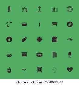 night icon. night vector icons set nightstand, football cup, candle heart and football stadium