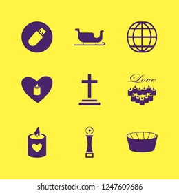 night icon. night vector icons set sleigh, flash driver, candle heart and candles heart