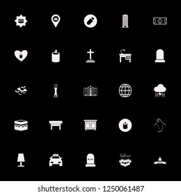night icon. night vector icons set office building, taxi cab, candles heart and globe