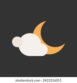 Night icon vector illustration, moon icon with cloud