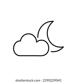 Night icon vector illustration on white background. cloud moon