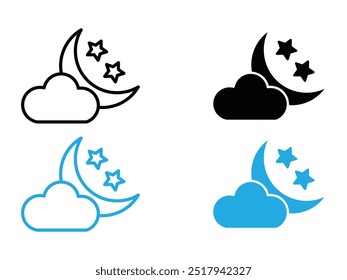 Night icon vector set illustration