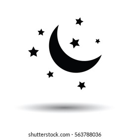 Icono de la noche. Fondo blanco con diseño de sombras. Ilustración vectorial.