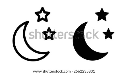Night Icons pack in outlined and flat versions